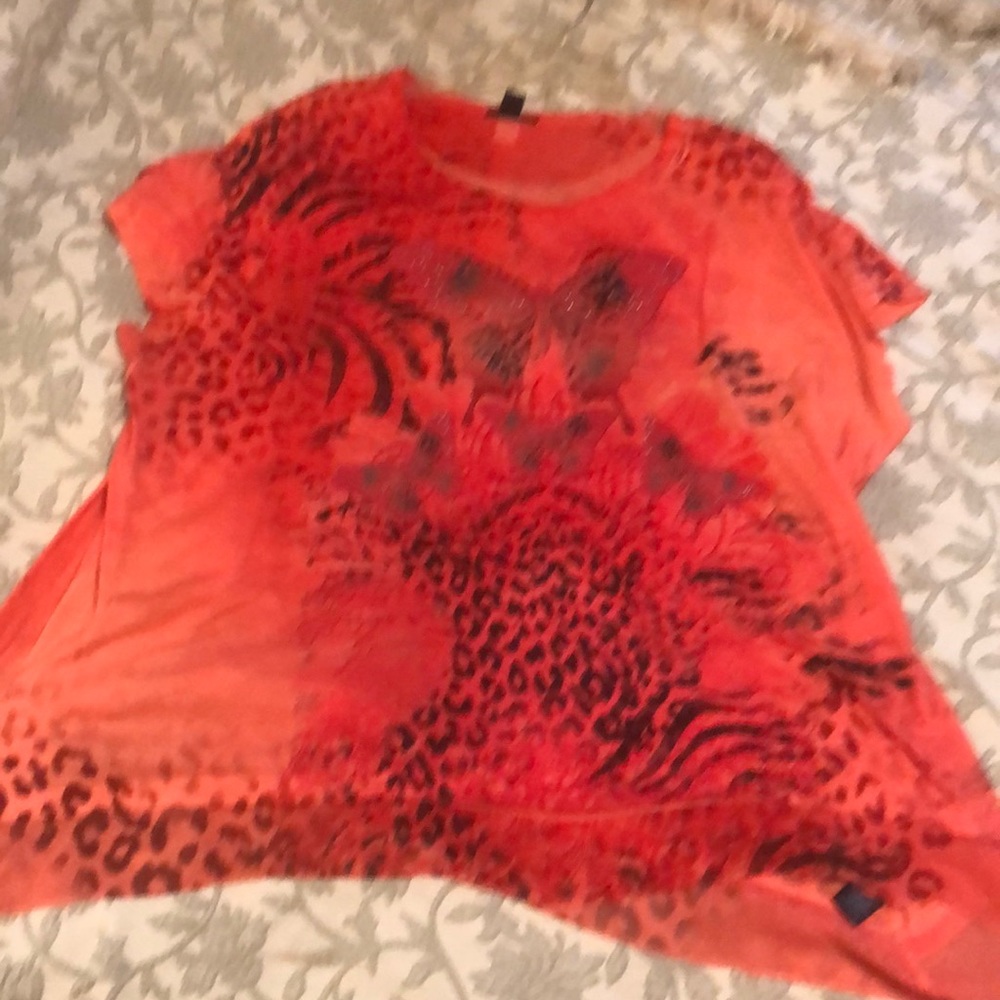 Coral print top